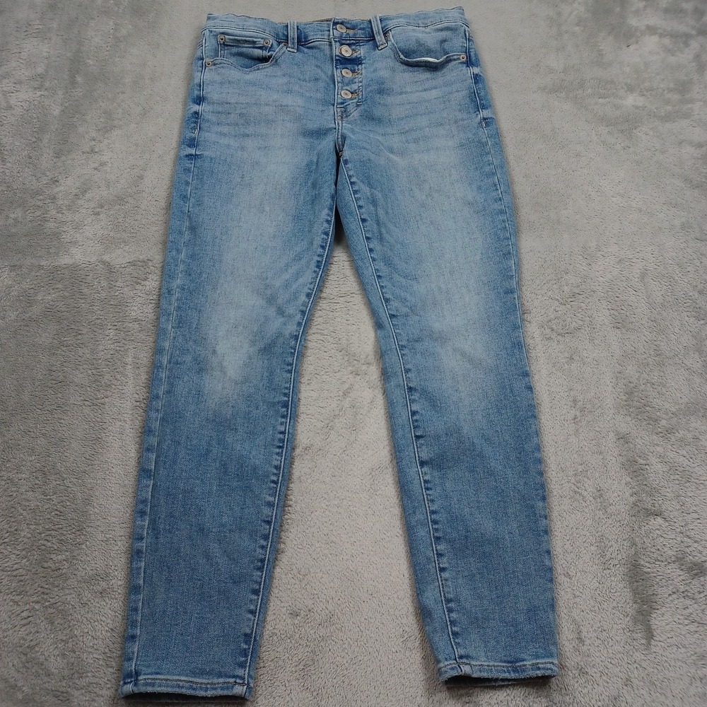 Lucky Brand Jeans Womens 10 Blue Denim Skinny Button Fly Preppy Modern Casual